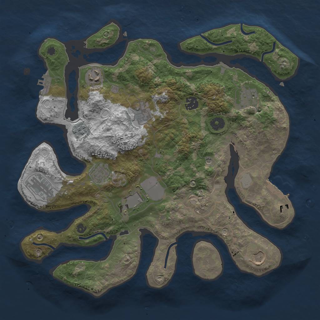 Rust Map: Procedural Map, Size: 3500, Seed: 501, 18 Monuments