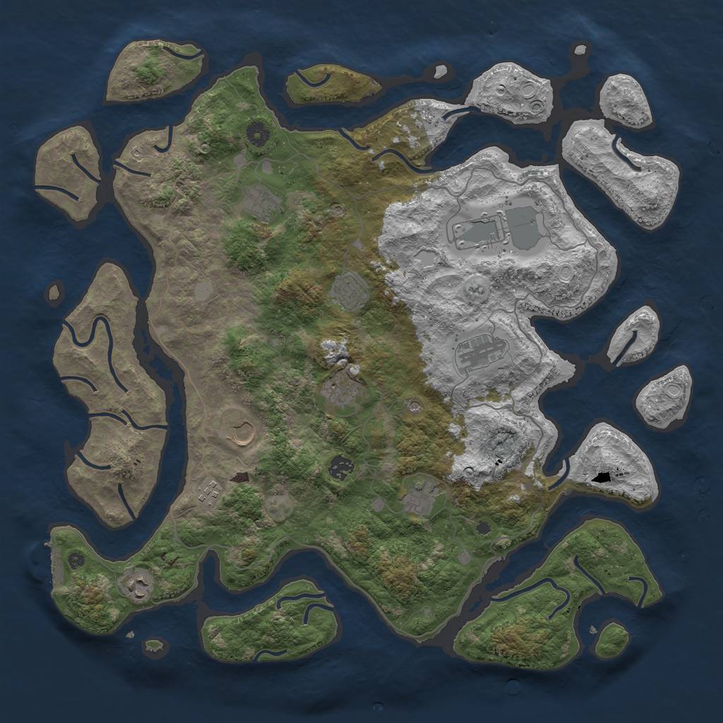Rust Map: Procedural Map, Size: 4500, Seed: 2055388432, 17 Monuments