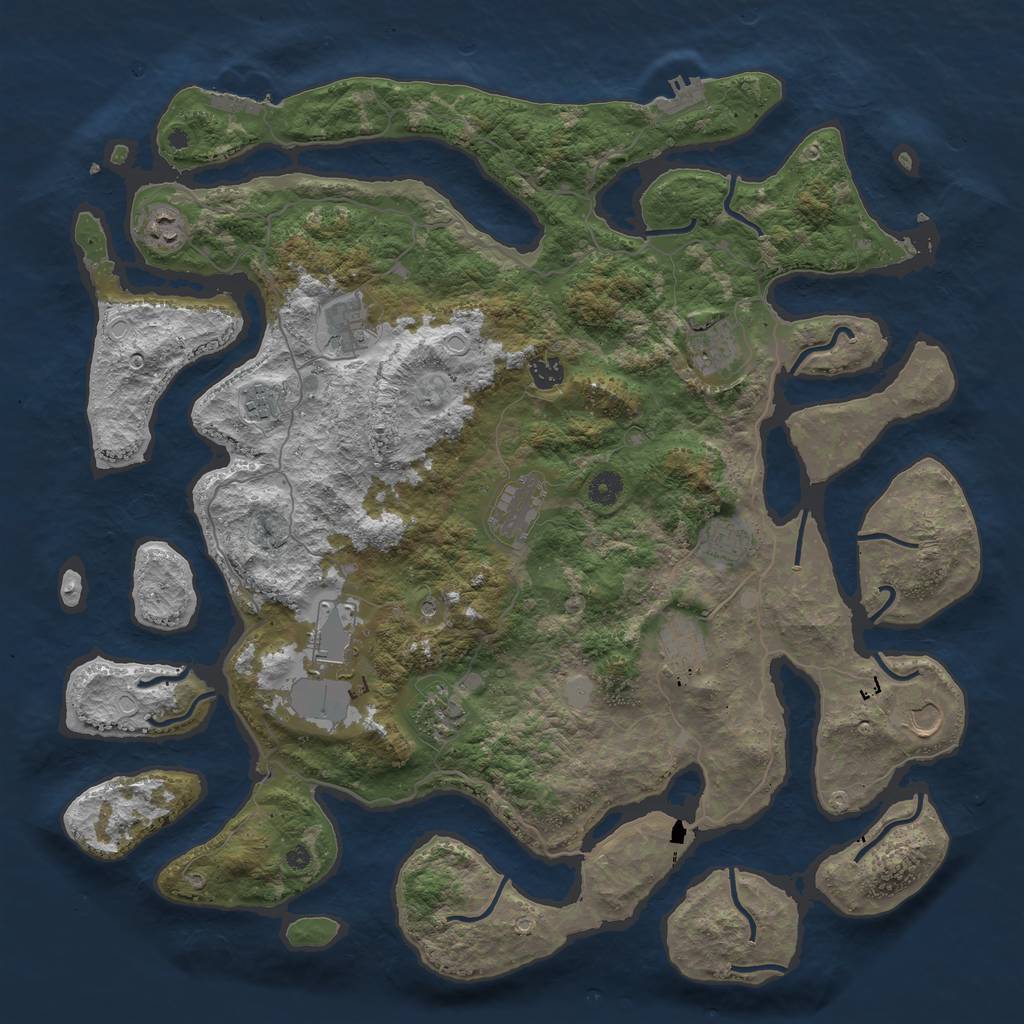 Rust Map: Procedural Map, Size: 4500, Seed: 1418701155, 19 Monuments