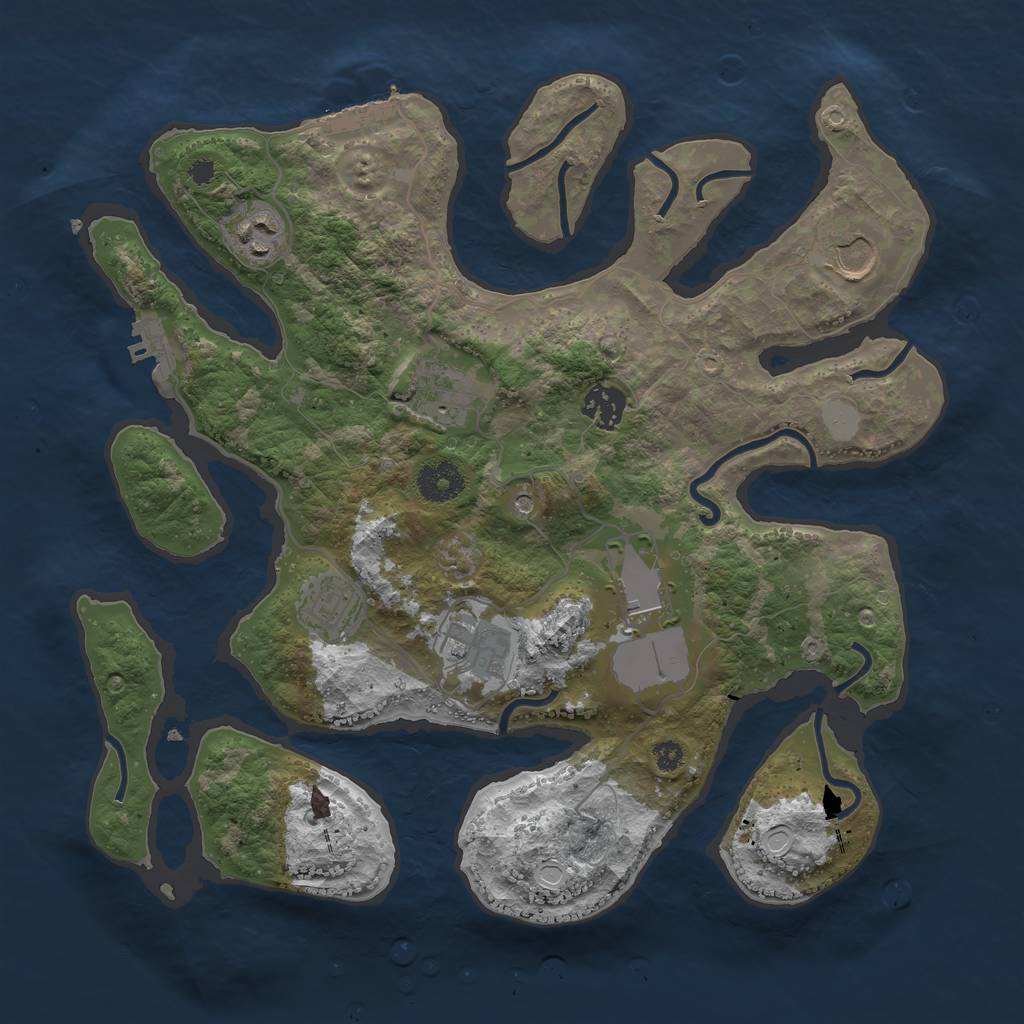 Rust Map: Procedural Map, Size: 3500, Seed: 43, 15 Monuments