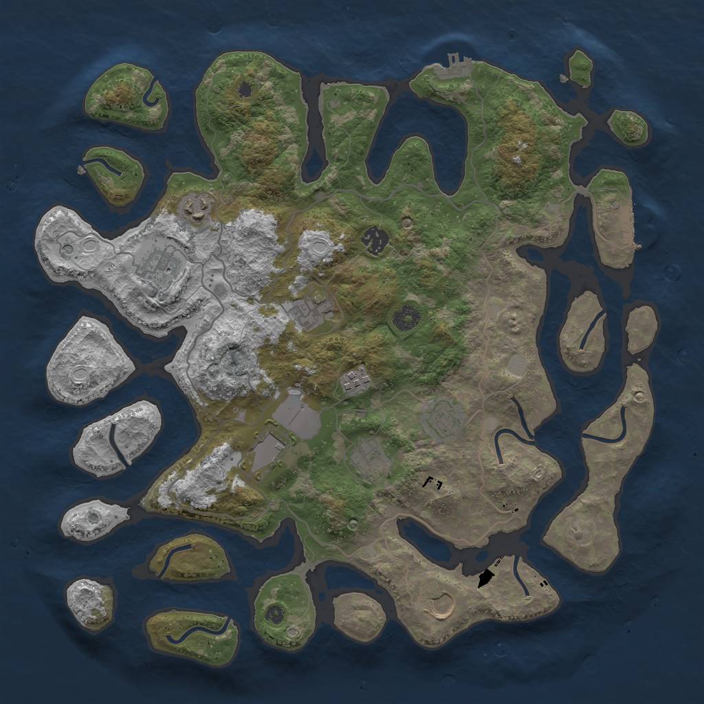 Rust Map: Procedural Map, Size: 4000, Seed: 2103431177, 17 Monuments