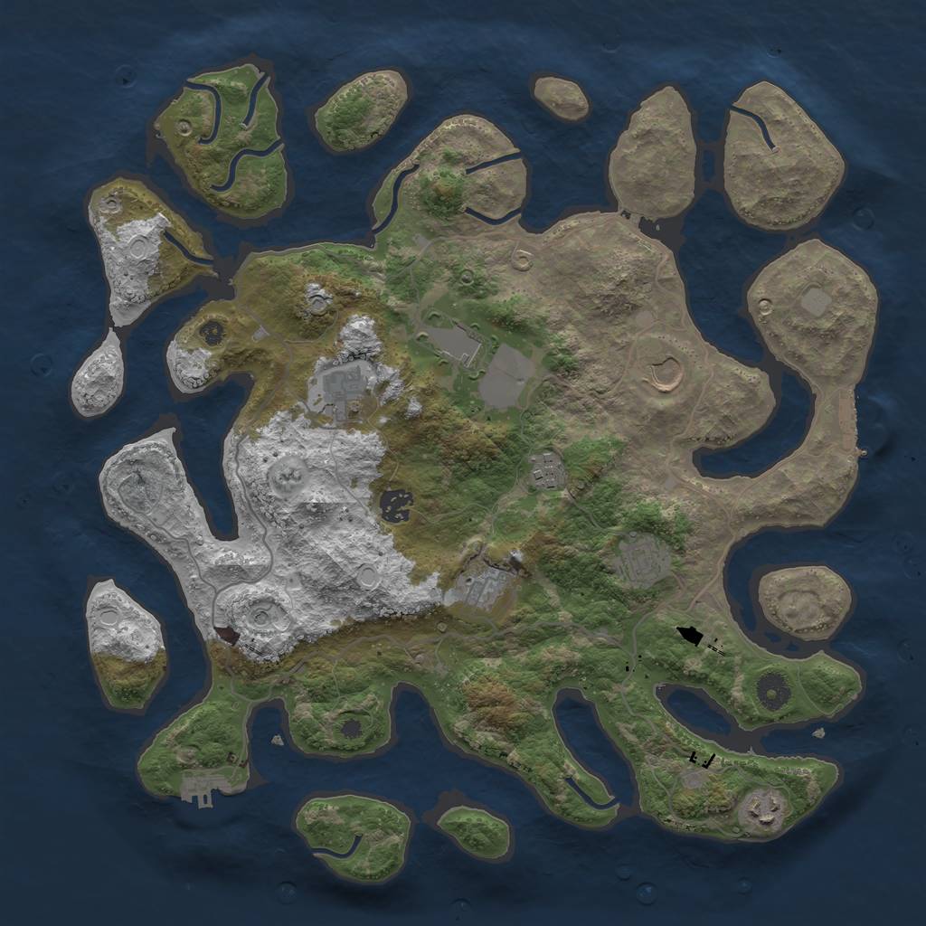 Rust Map: Procedural Map, Size: 4000, Seed: 420691337, 16 Monuments