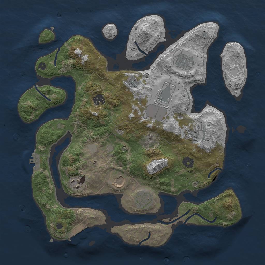Rust Map: Procedural Map, Size: 3550, Seed: 614100, 16 Monuments