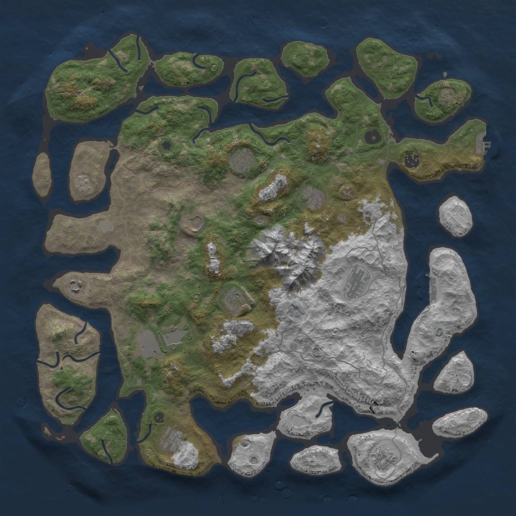 Rust Map: Procedural Map, Size: 5000, Seed: 23110, 19 Monuments