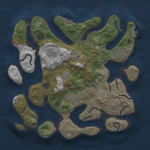 Thumbnail Rust Map: Procedural Map, Size: 3300, Seed: 1234567, 14 Monuments