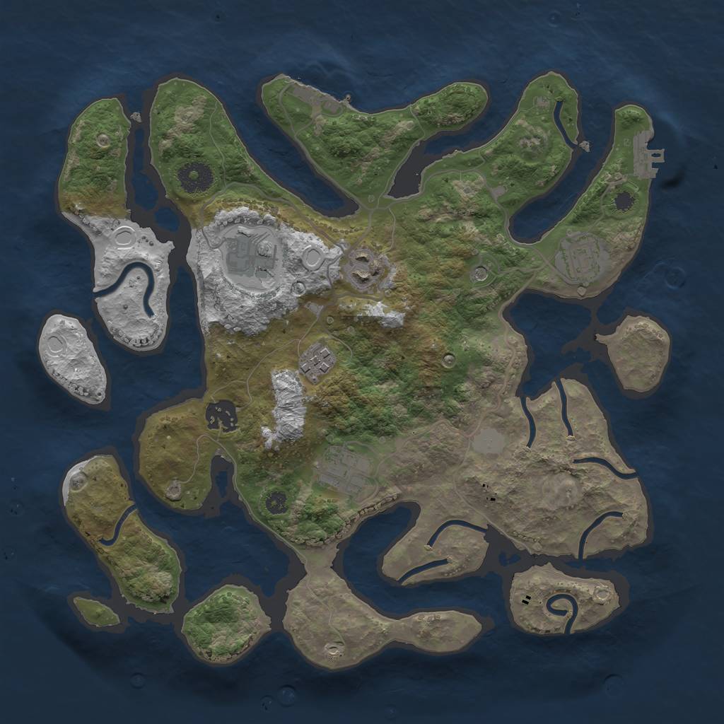 Rust Map: Procedural Map, Size: 3300, Seed: 1234567, 14 Monuments