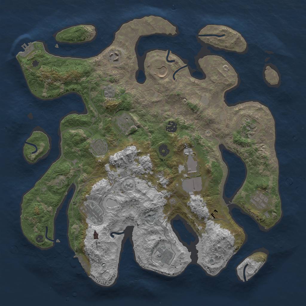 Rust Map: Procedural Map, Size: 4000, Seed: 835045, 19 Monuments