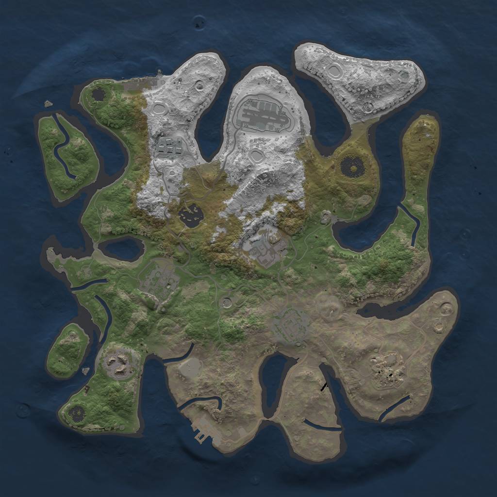 Rust Map: Procedural Map, Size: 3200, Seed: 123412, 16 Monuments