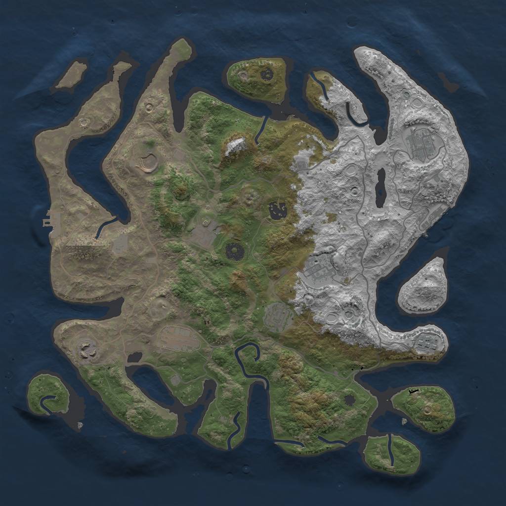 Rust Map: Procedural Map, Size: 4000, Seed: 992591, 17 Monuments