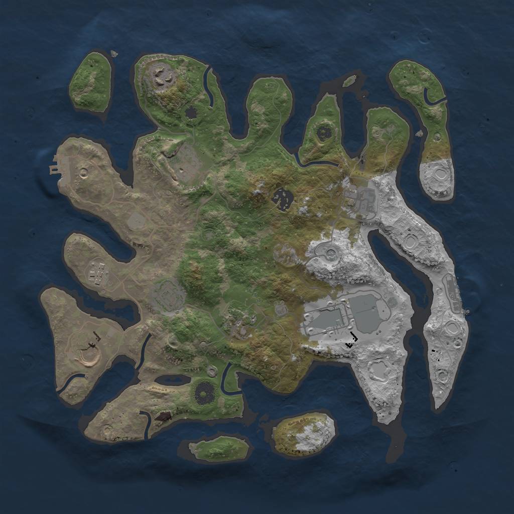 Rust Map: Procedural Map, Size: 3550, Seed: 225871, 17 Monuments