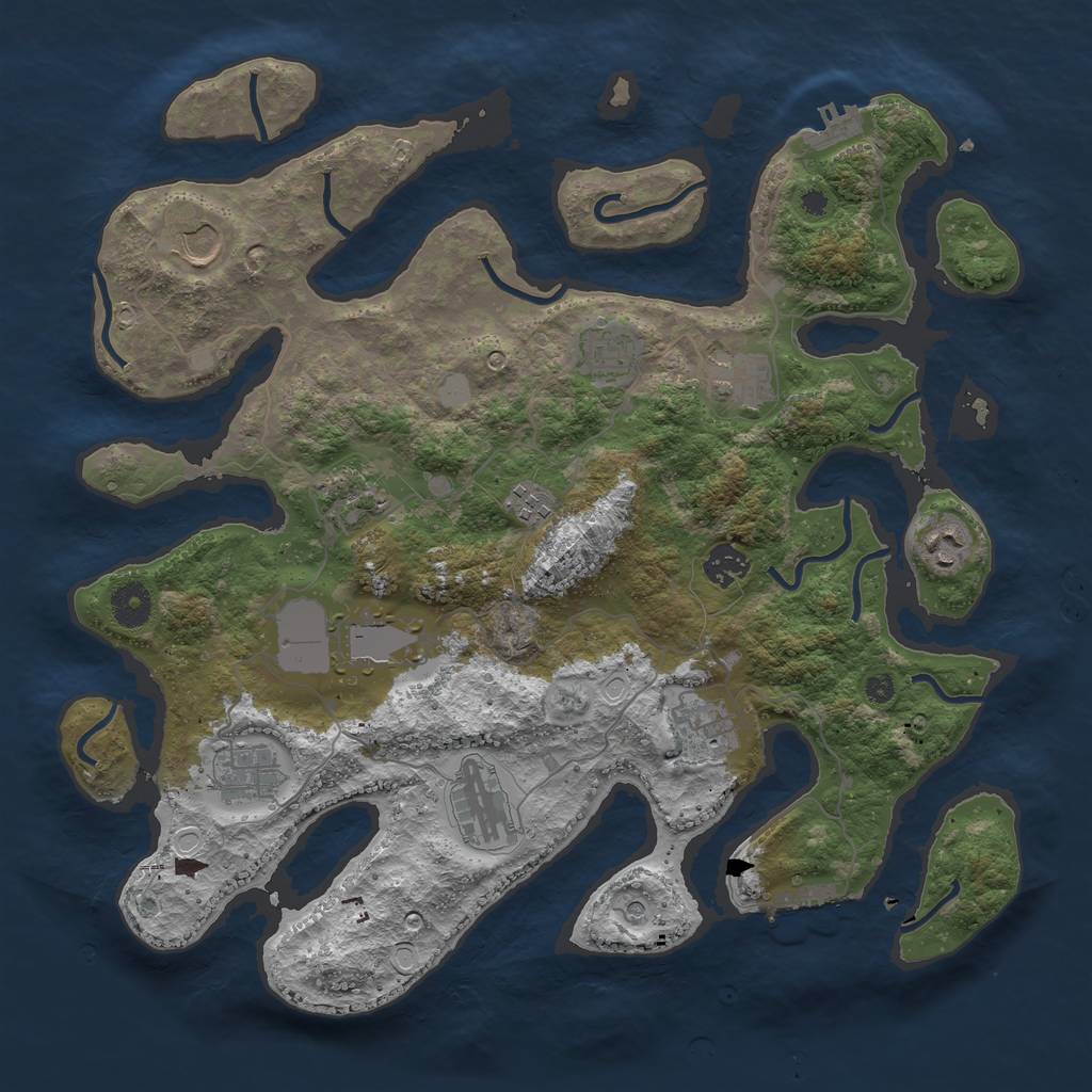 Rust Map: Procedural Map, Size: 3850, Seed: 61286434, 19 Monuments