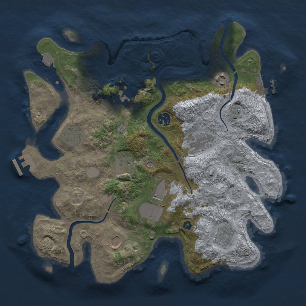 Rust Map: Procedural Map, Size: 3550, Seed: 300710, 16 Monuments
