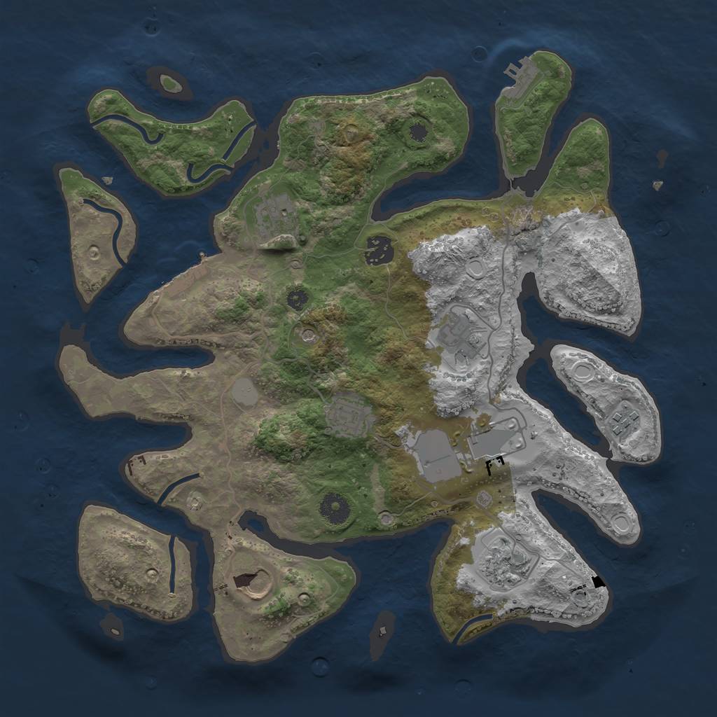 Rust Map: Procedural Map, Size: 3550, Seed: 300710, 16 Monuments