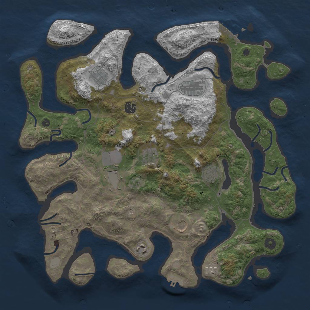 Rust Map: Procedural Map, Size: 4000, Seed: 789938, 17 Monuments