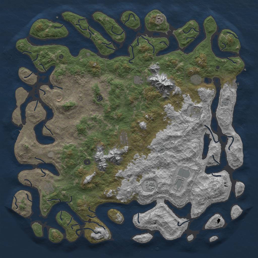 Rust Map: Procedural Map, Size: 6000, Seed: 30838093, 19 Monuments