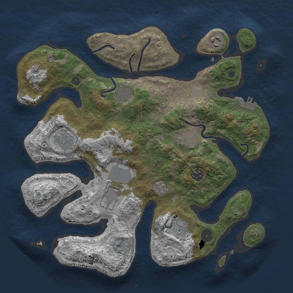 Rust Map: Procedural Map, Size: 3550, Seed: 163325, 14 Monuments
