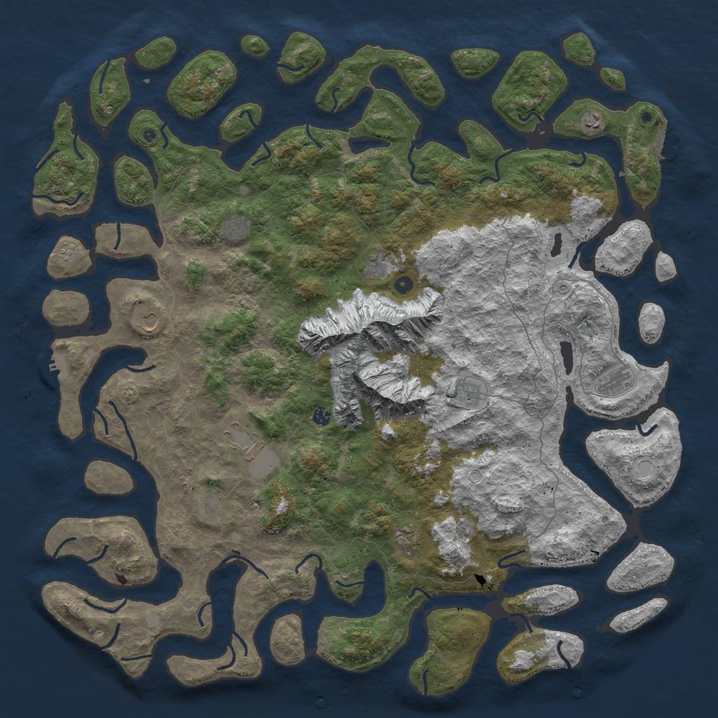 Rust Map: Procedural Map, Size: 6000, Seed: 6969223, 19 Monuments