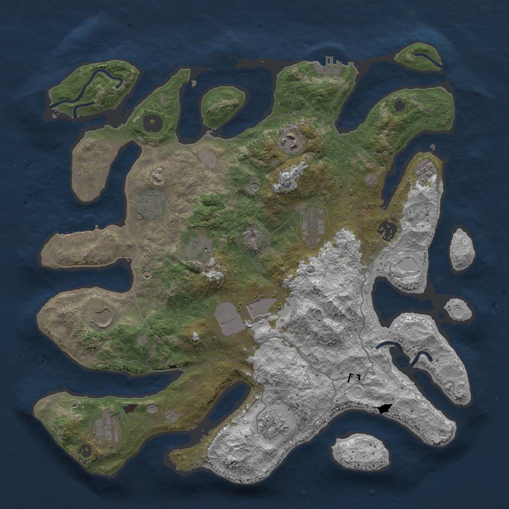 Rust Map: Procedural Map, Size: 4000, Seed: 405611, 18 Monuments