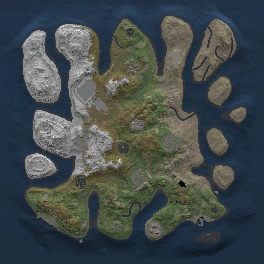Rust Map: Procedural Map, Size: 3500, Seed: 2131271837, 16 Monuments