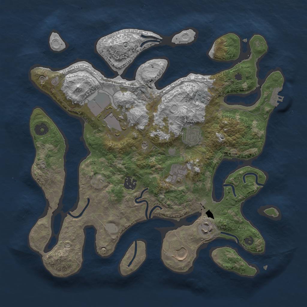 Rust Map: Procedural Map, Size: 3500, Seed: 2480, 14 Monuments