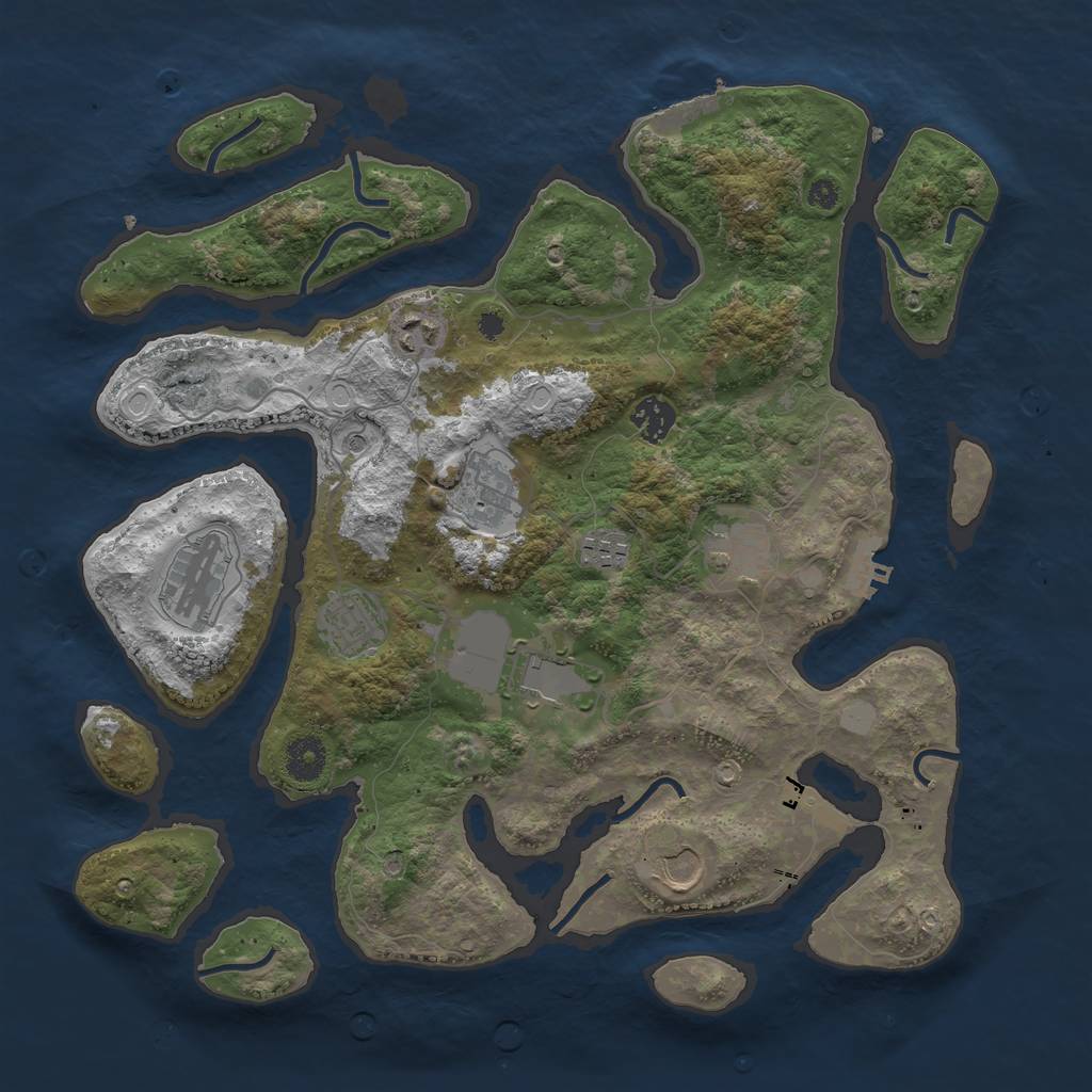 Rust Map: Procedural Map, Size: 3750, Seed: 1324, 17 Monuments