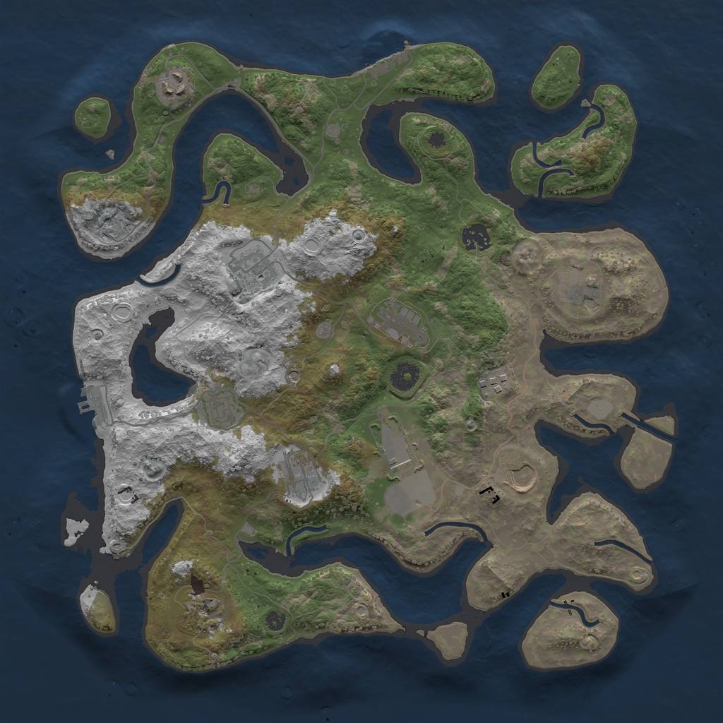 Rust Map: Procedural Map, Size: 3850, Seed: 706645178, 19 Monuments