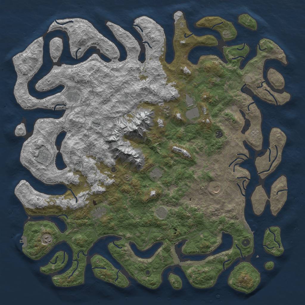 Rust Map: Procedural Map, Size: 6000, Seed: 847654678, 19 Monuments