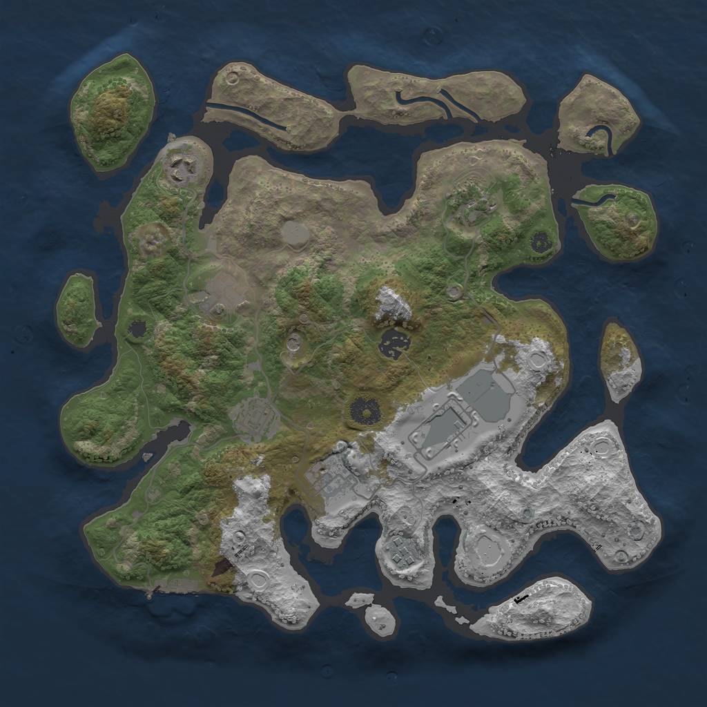 Rust Map: Procedural Map, Size: 3550, Seed: 855924, 15 Monuments