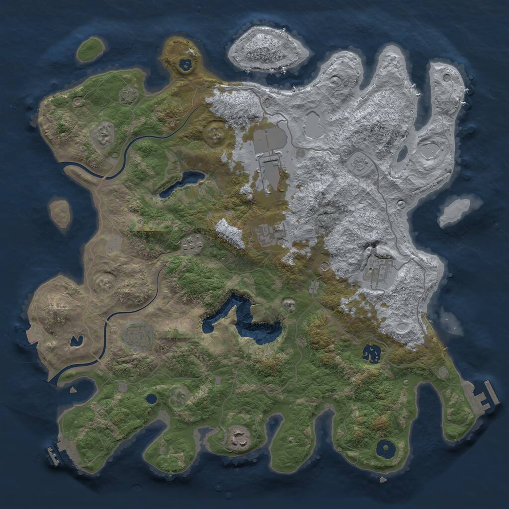 Rust Map: Procedural Map, Size: 4000, Seed: 698091, 13 Monuments