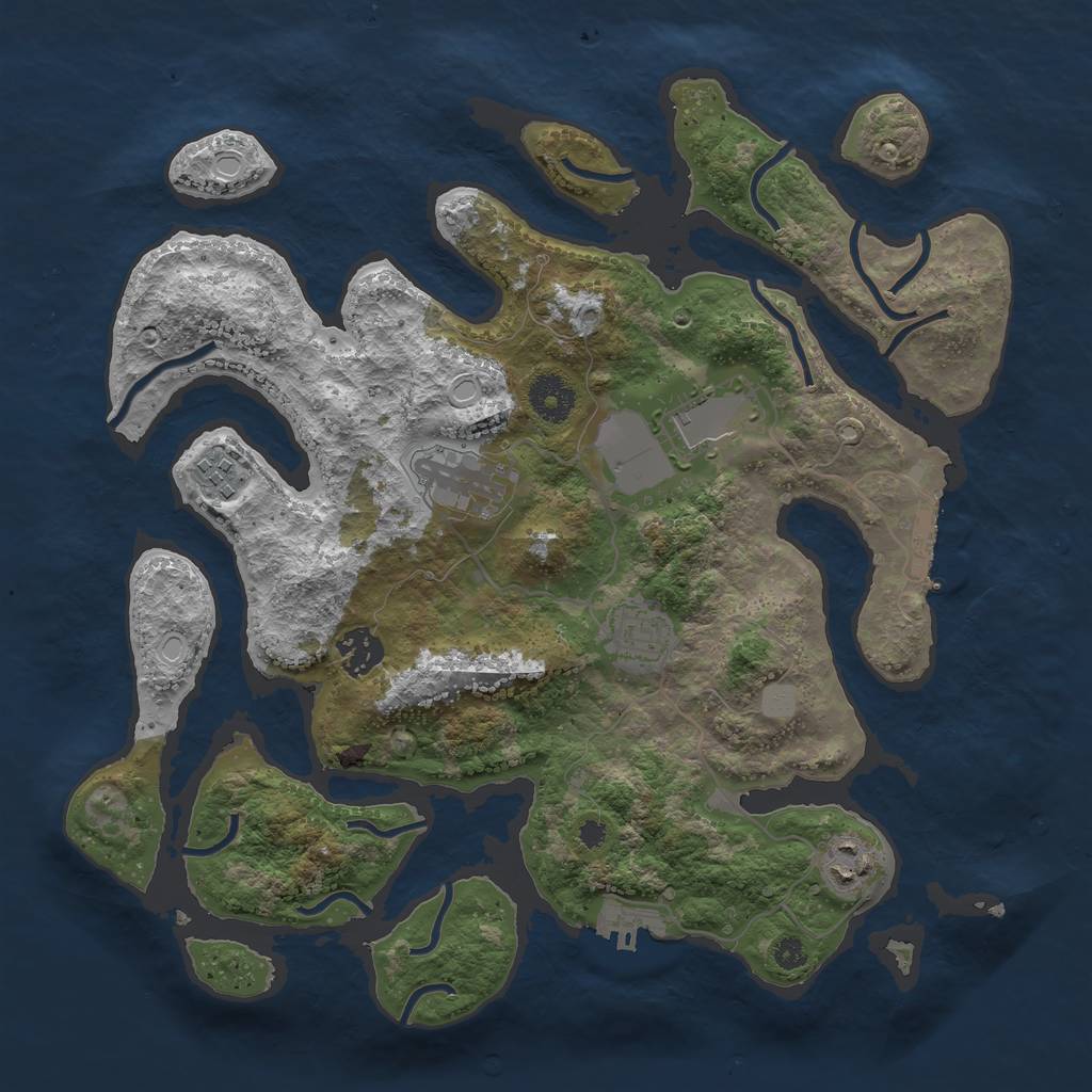 Rust Map: Procedural Map, Size: 3500, Seed: 1271151, 13 Monuments