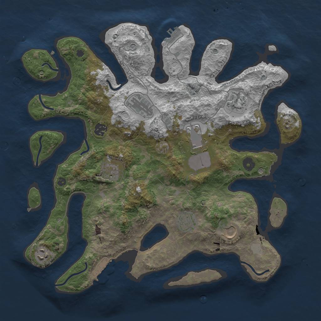 Rust Map: Procedural Map, Size: 3800, Seed: 2546583, 16 Monuments