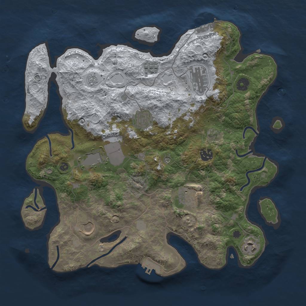 Rust Map: Procedural Map, Size: 3500, Seed: 1864654913, 17 Monuments