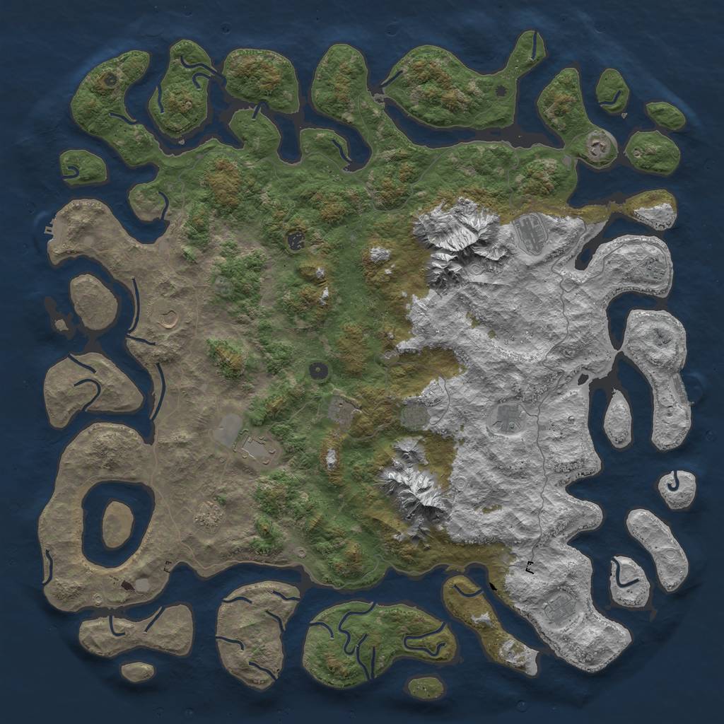 Rust Map: Procedural Map, Size: 6000, Seed: 55580742, 19 Monuments