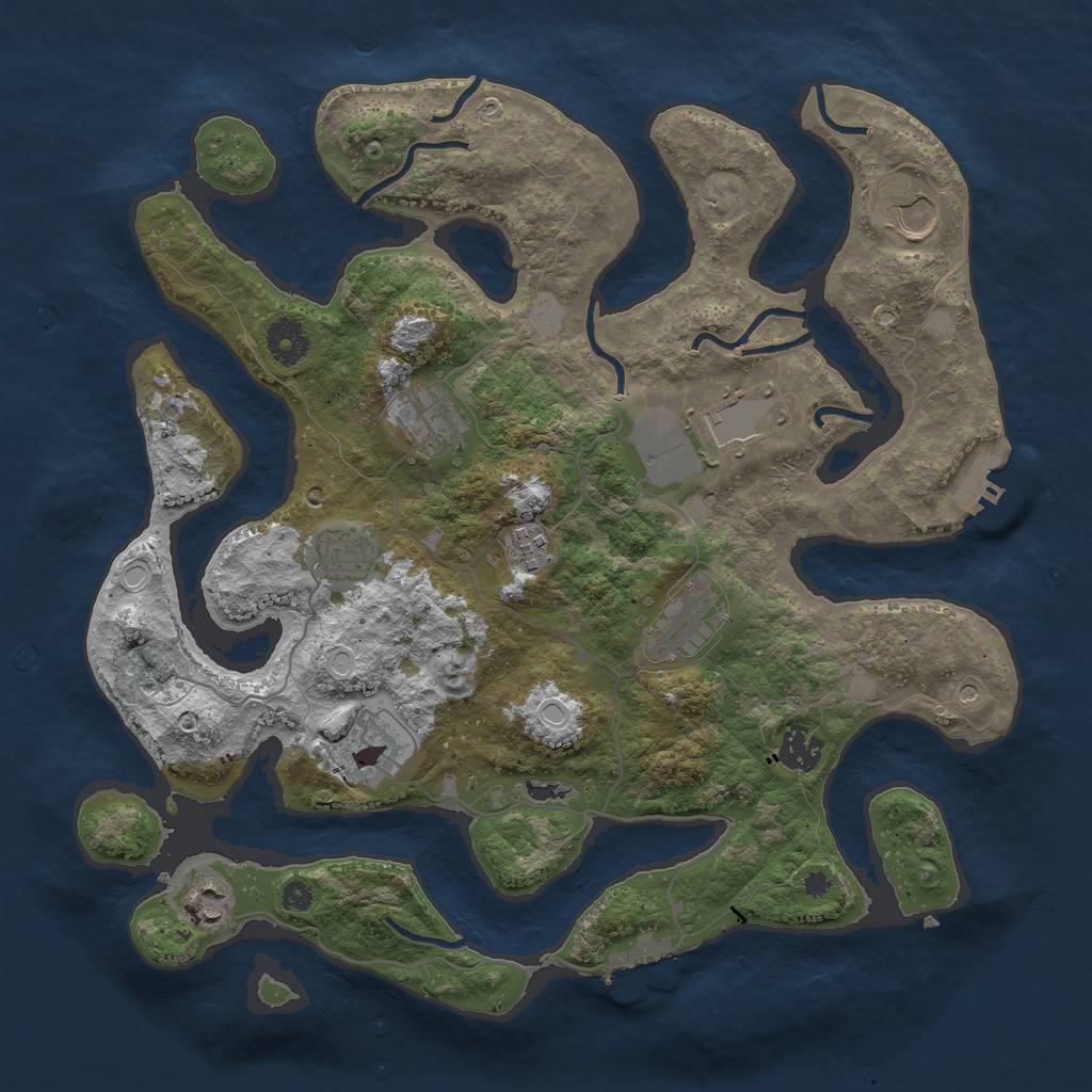 Rust Map: Procedural Map, Size: 3700, Seed: 4005621, 17 Monuments