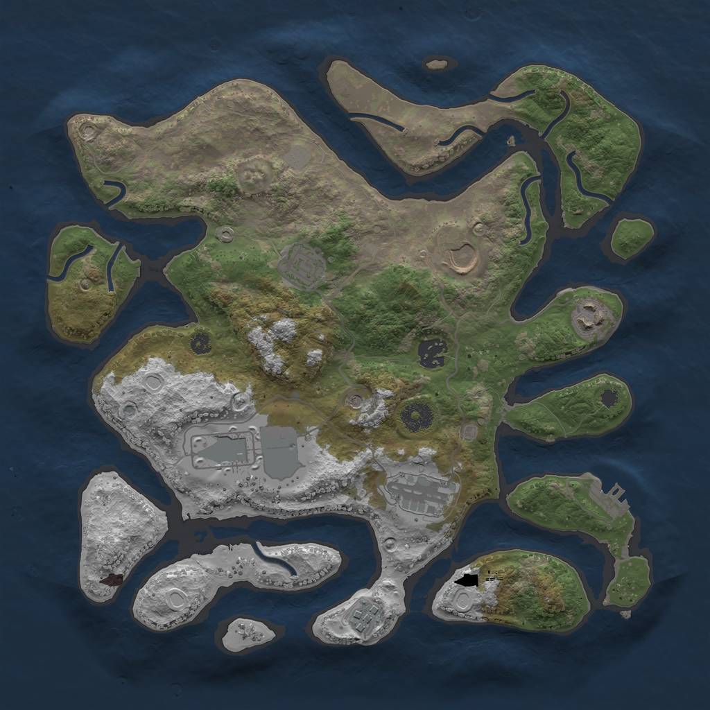 Rust Map: Procedural Map, Size: 3500, Seed: 1766893089, 14 Monuments