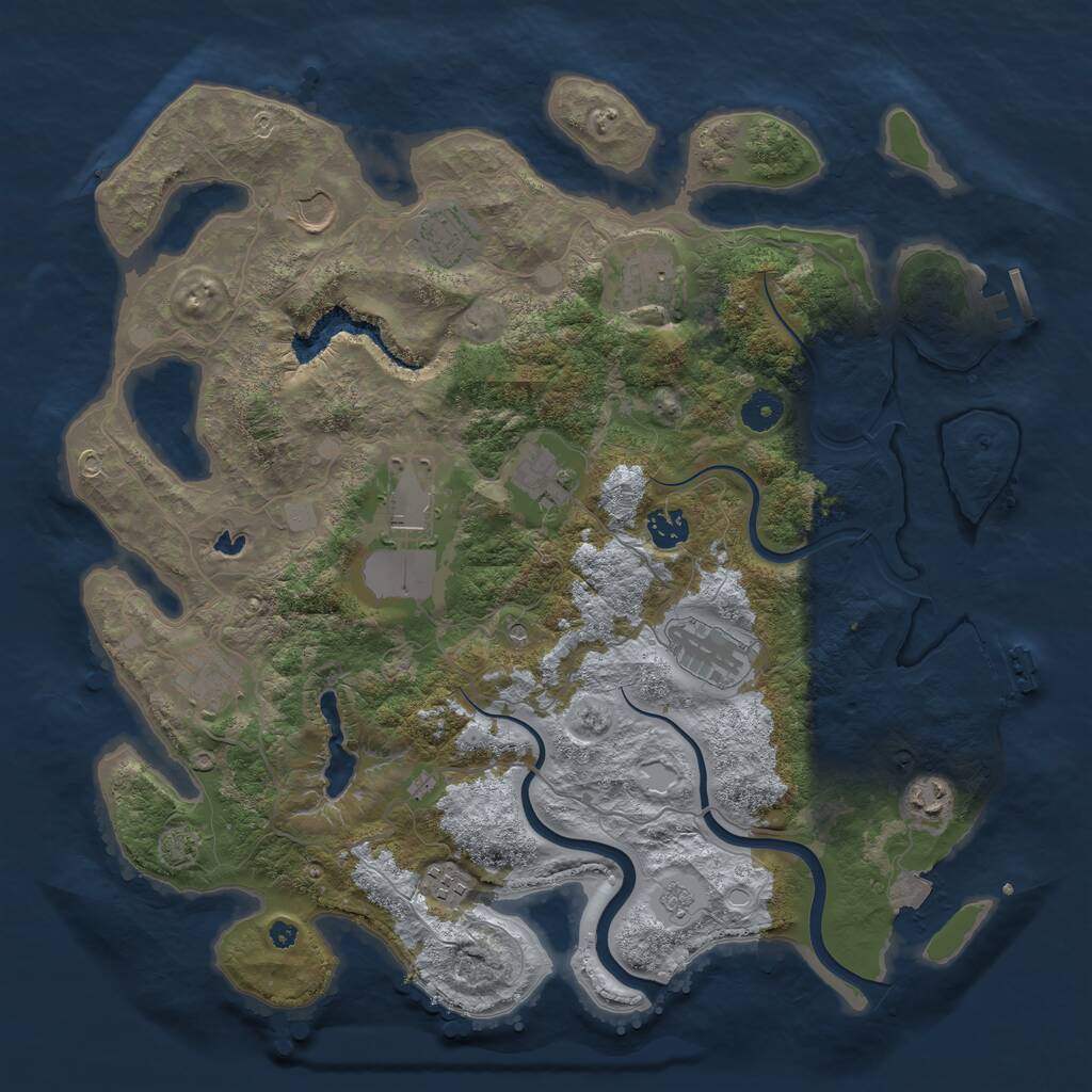 Rust Map: Procedural Map, Size: 4000, Seed: 895828, 16 Monuments