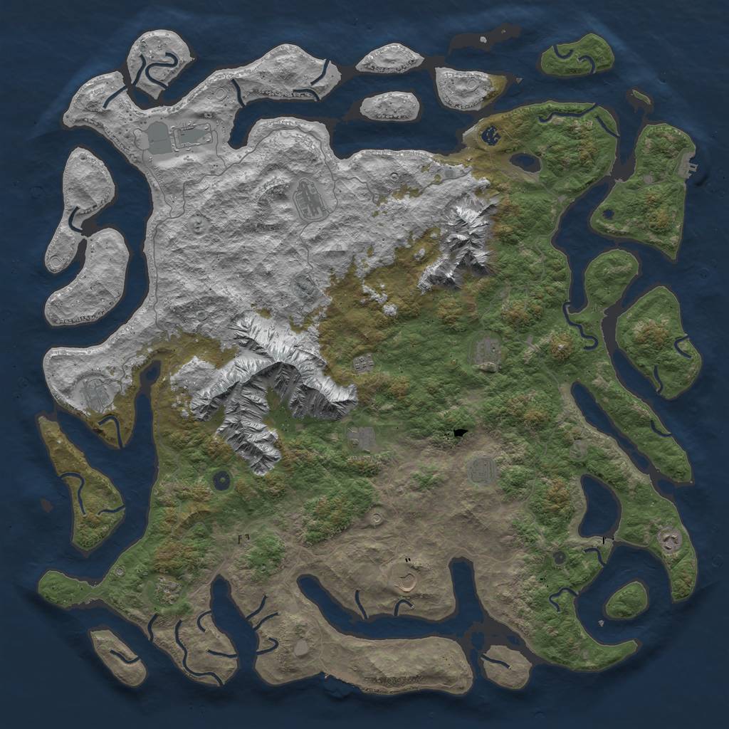 Rust Map: Procedural Map, Size: 6000, Seed: 52, 19 Monuments