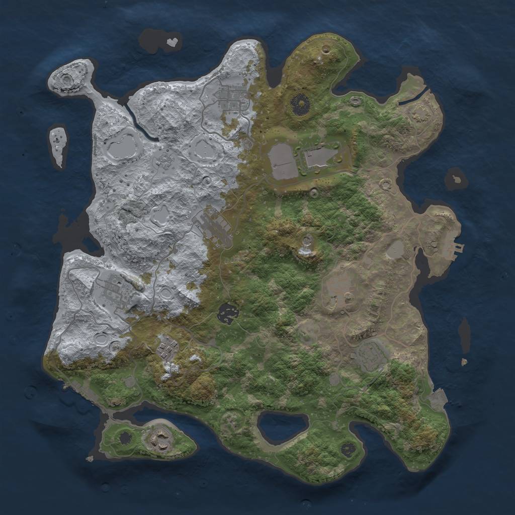 Rust Map: Procedural Map, Size: 3700, Seed: 42, 17 Monuments