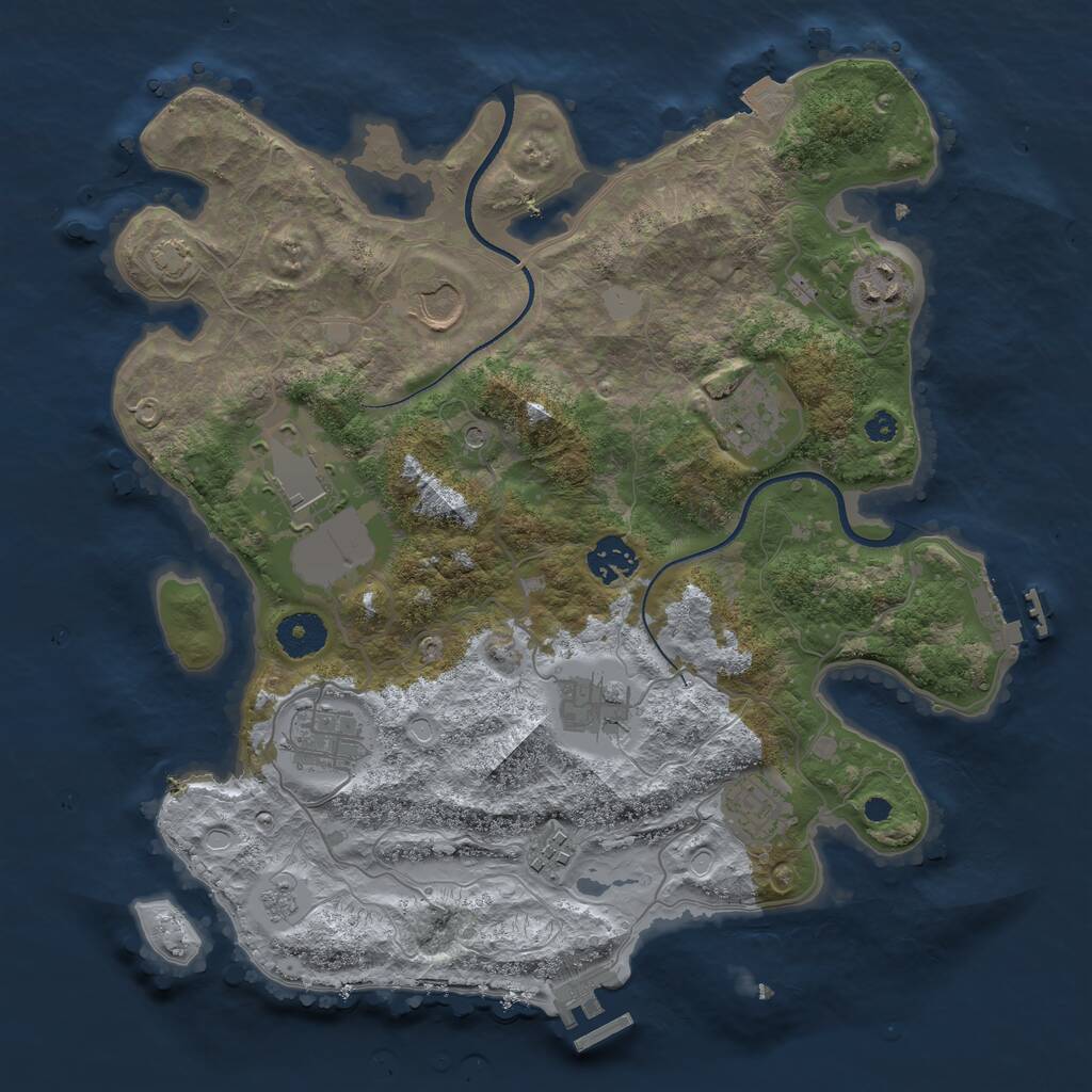 Rust Map: Procedural Map, Size: 3500, Seed: 35124, 15 Monuments