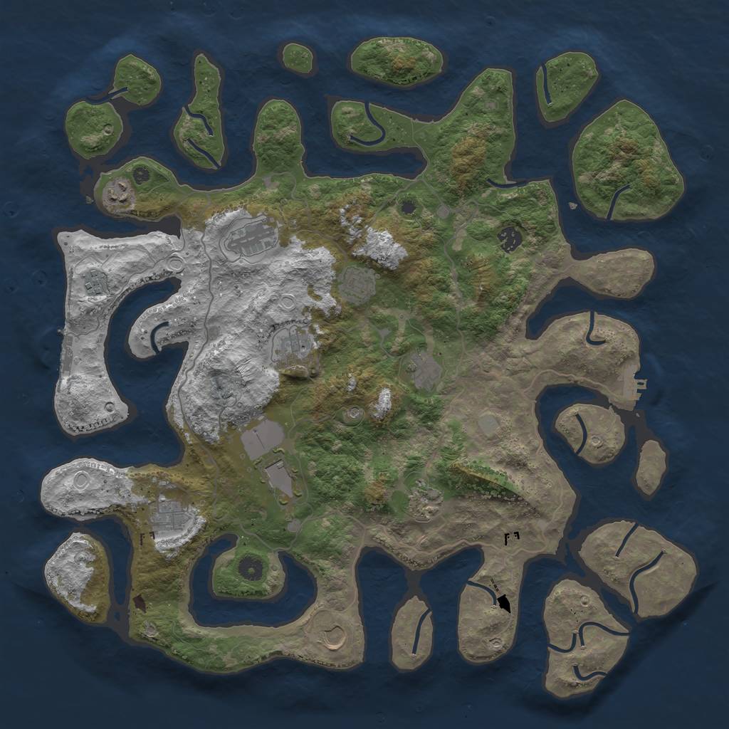 Rust Map: Procedural Map, Size: 4500, Seed: 725891370, 19 Monuments