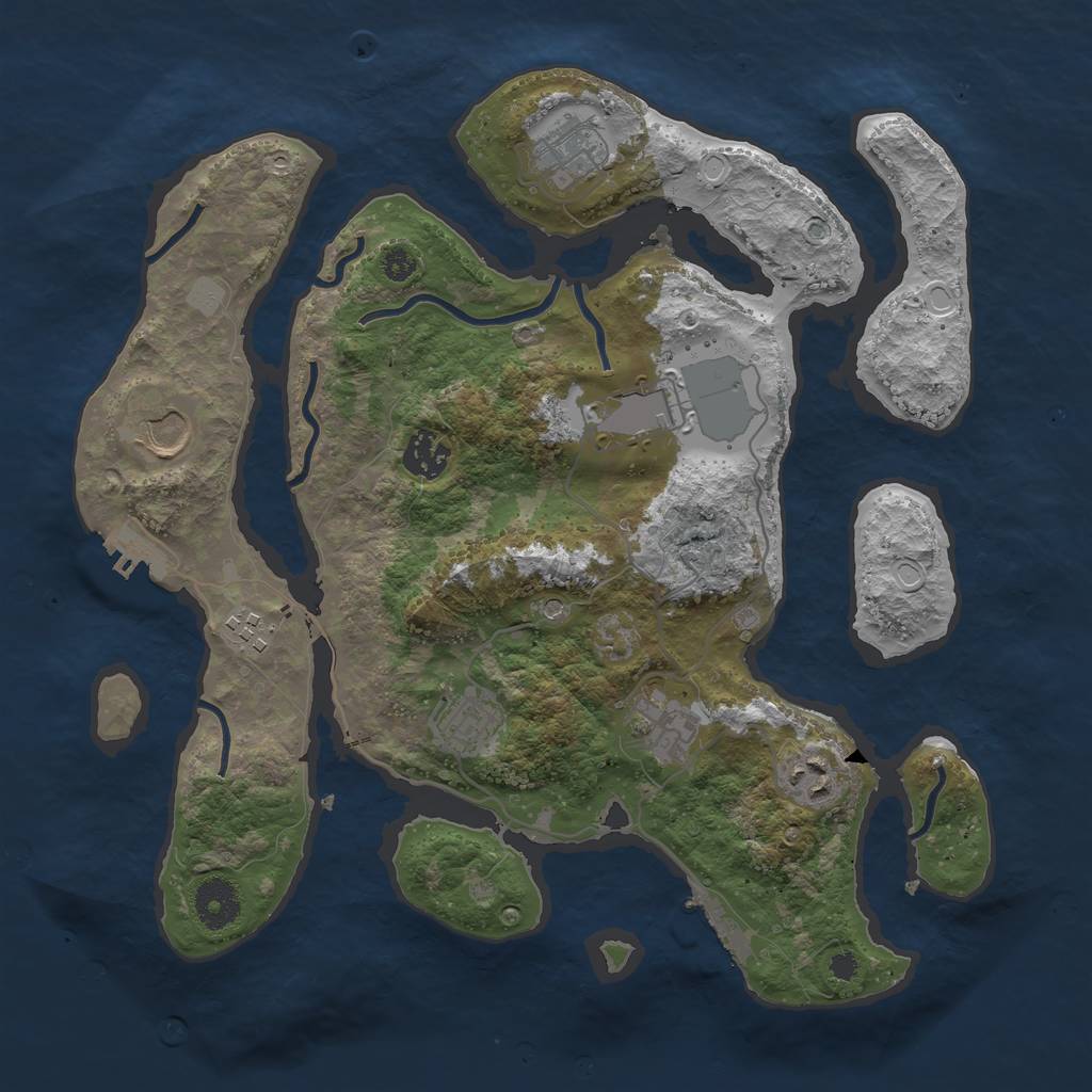 Rust Map: Procedural Map, Size: 3500, Seed: 40061942, 16 Monuments