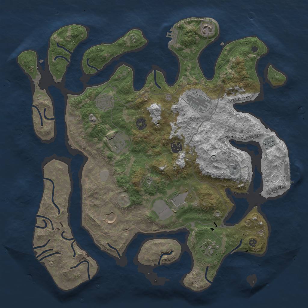 Rust Map: Procedural Map, Size: 4000, Seed: 243568, 17 Monuments