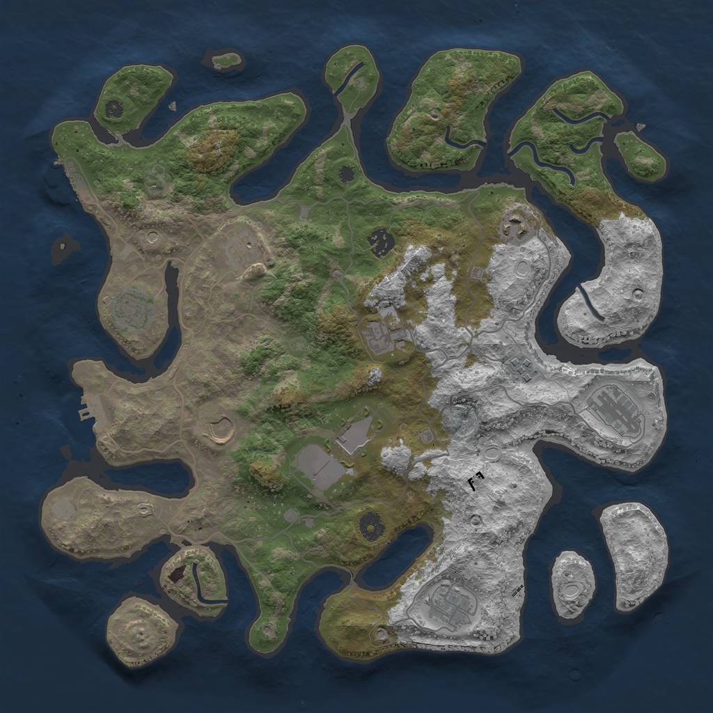 Rust Map: Procedural Map, Size: 4000, Seed: 727194, 18 Monuments