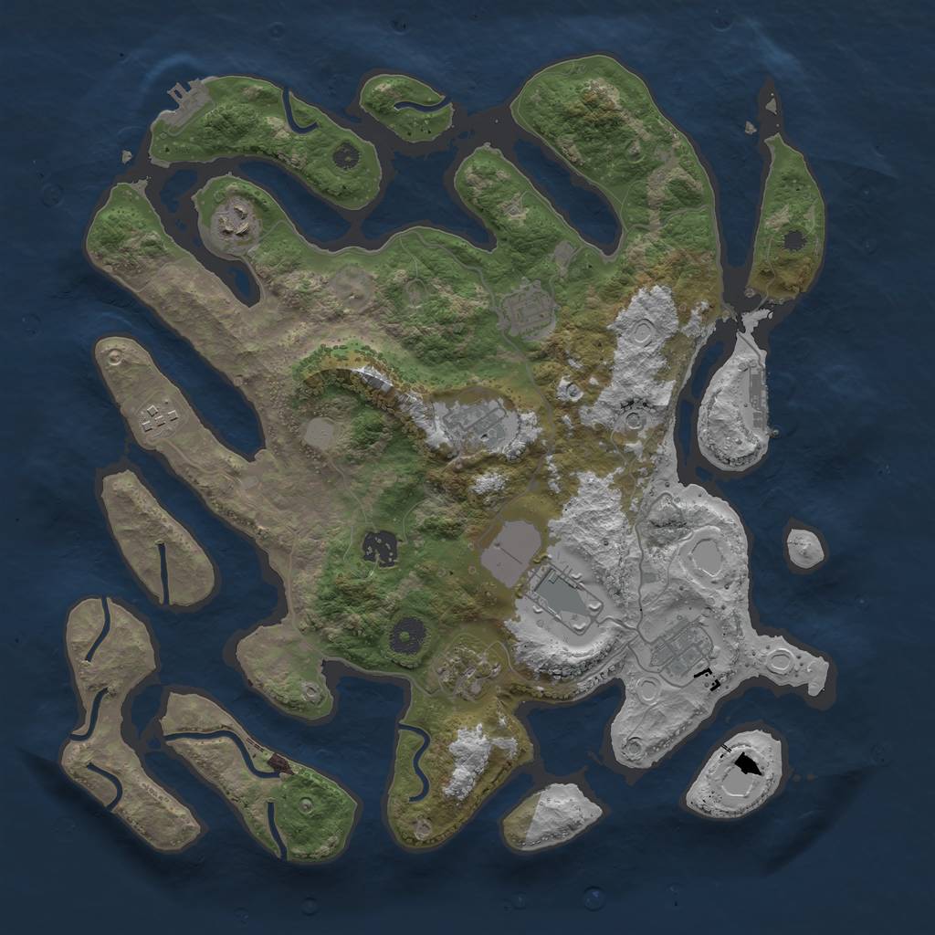 Rust Map: Procedural Map, Size: 3800, Seed: 75612217, 16 Monuments
