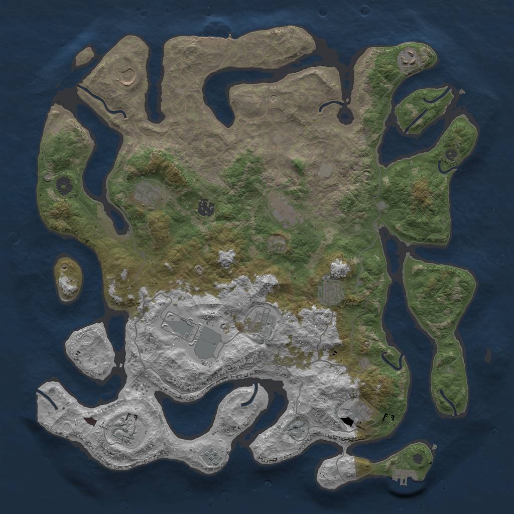 Rust Map: Procedural Map, Size: 4500, Seed: 23115, 19 Monuments