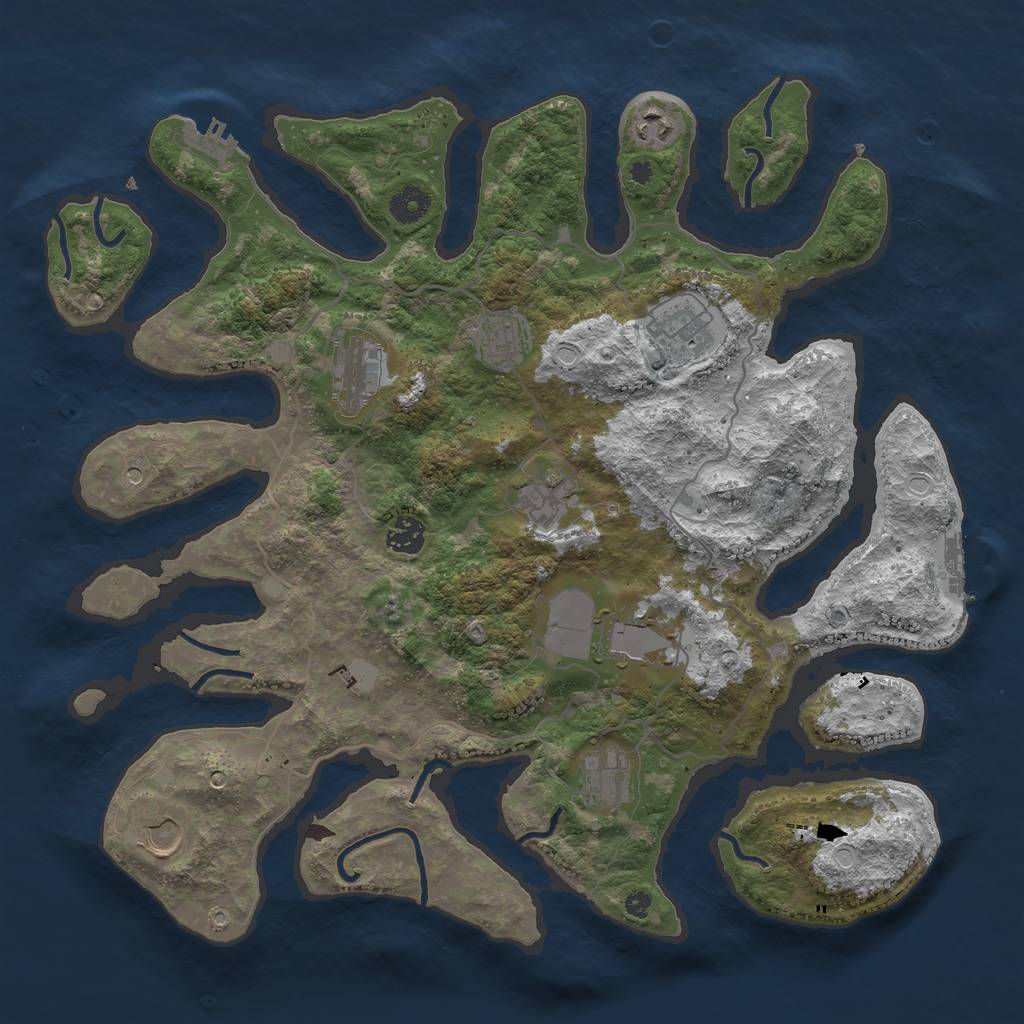 Rust Map: Procedural Map, Size: 4000, Seed: 16945, 17 Monuments