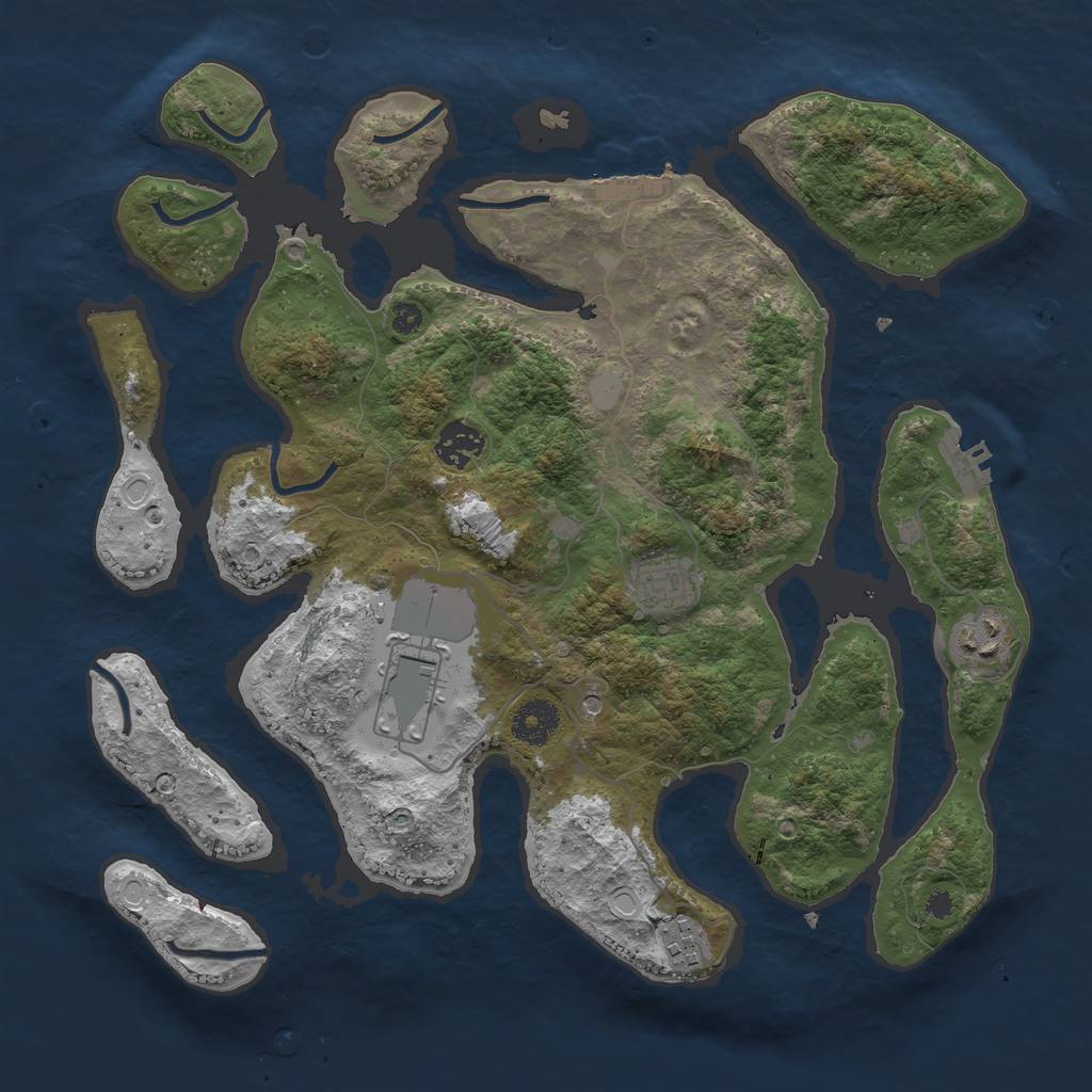 Rust Map: Procedural Map, Size: 3550, Seed: 852670, 13 Monuments