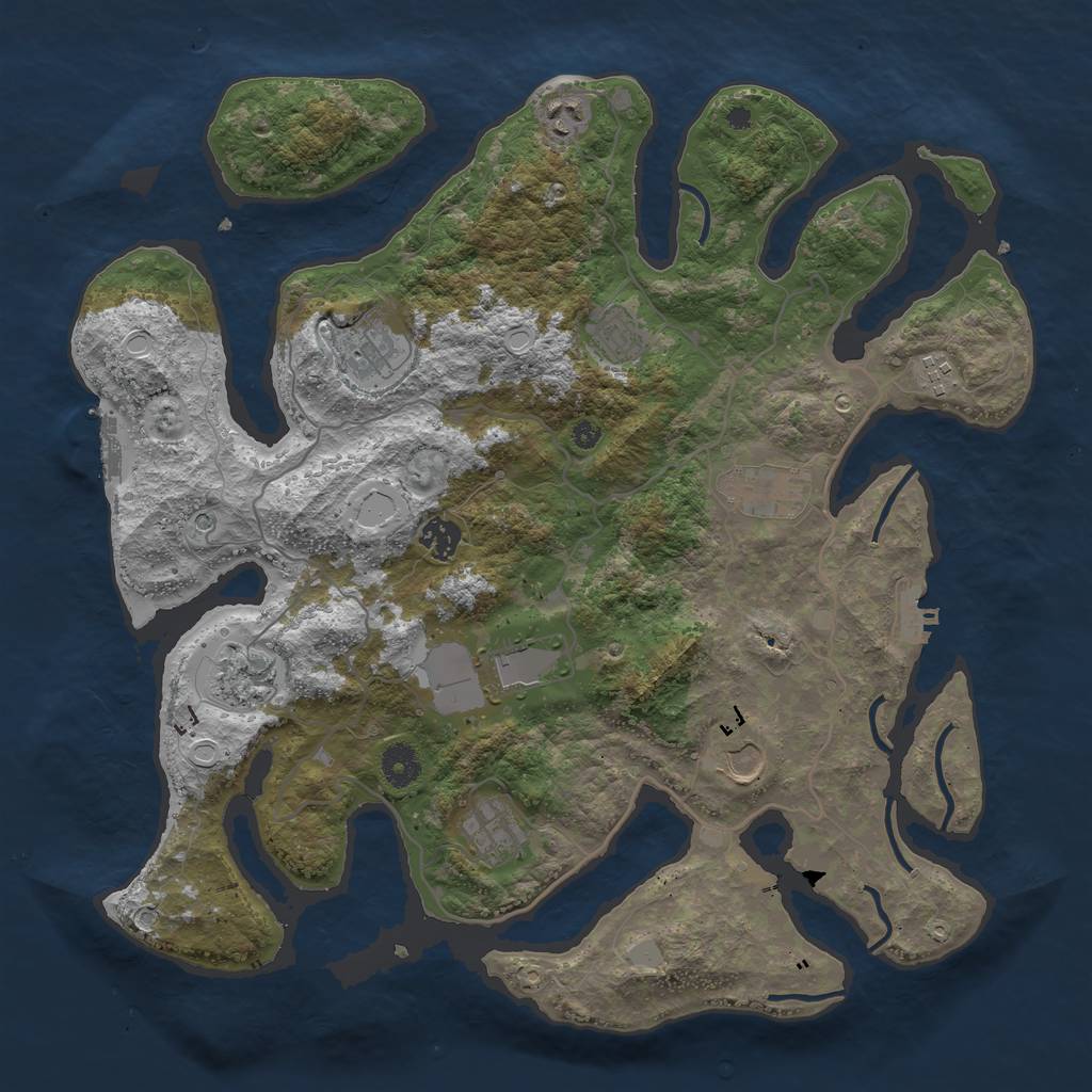 Rust Map: Procedural Map, Size: 4000, Seed: 60306020, 18 Monuments