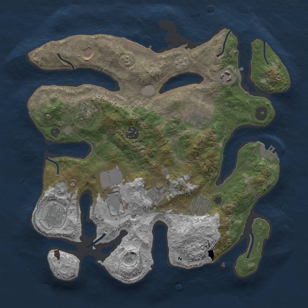 Rust Map: Procedural Map, Size: 3500, Seed: 705324179, 18 Monuments