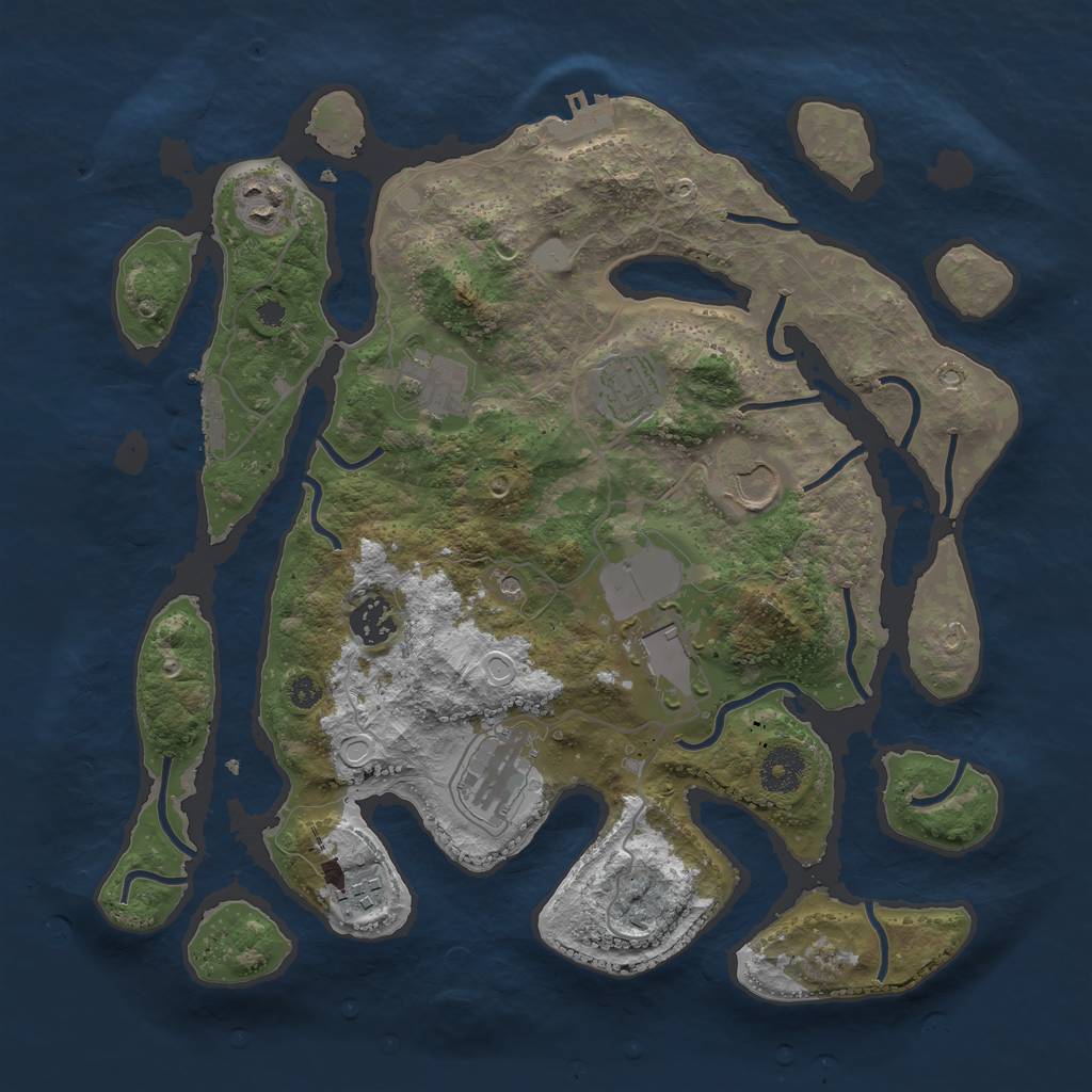 Rust Map: Procedural Map, Size: 3550, Seed: 405740, 16 Monuments